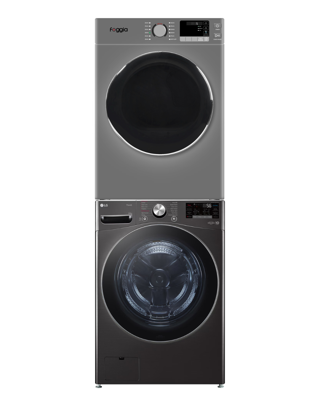 Stacked LG 24 Kg Foggia Grey